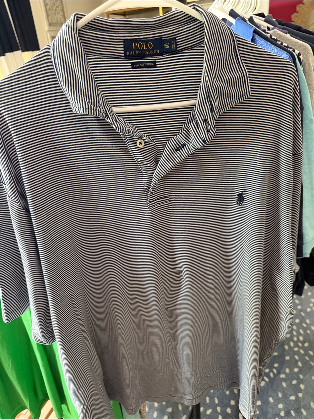 Polo by Ralph Lauren Navy & White Micro-Stripe Polo